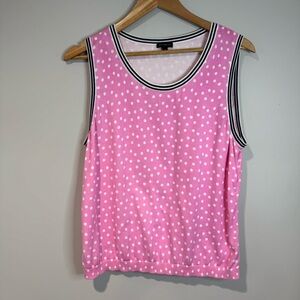 Talbots Pink Polka Dot Sleeveless Crewneck Sweater